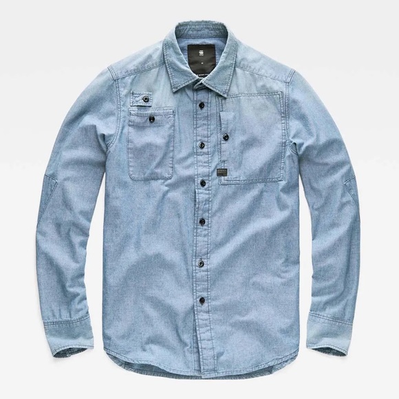 Gstar Denim Rare Men's Blue Denim Shirt - Picture 4 of 5